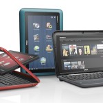 Dell Inspiron Duo (po lewej widać obracany ekran, w środku komputer w wariancie tabletu, w prawej jako netbook)